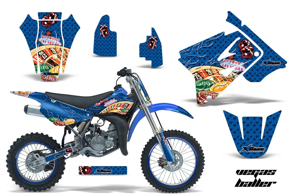 Suzuki RM 85 Dirt Bike Graphic Kit - 2001-2023 Vegas Baller Blue