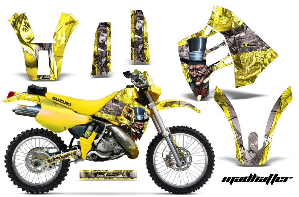 Suzuki RMX 250 Dirt Bike Graphic Kit - 1989-1998 Mad Hatter Yellow