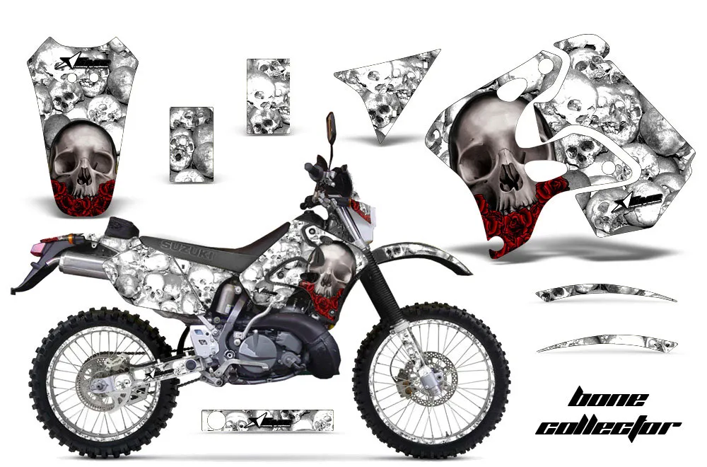 Suzuki RMX 250 S Dirt Bike Graphic Kit - 1996-1998 Bone Collector White