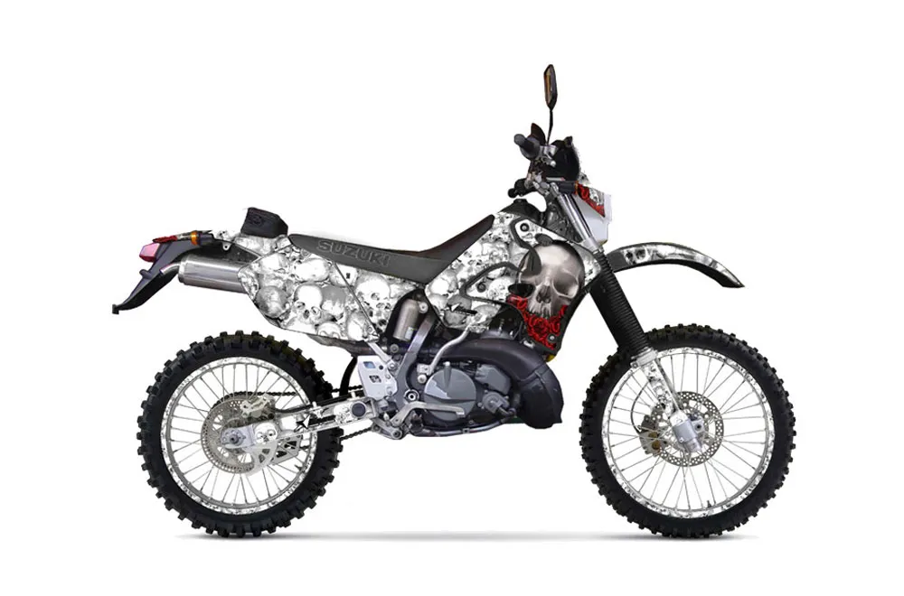 Suzuki RMX 250 S Dirt Bike Graphic Kit - 1996-1998 Bone Collector White