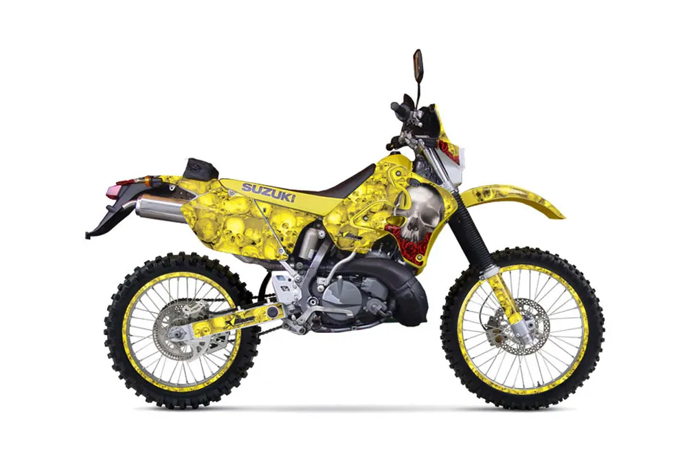 Suzuki RMX 250 S Dirt Bike Graphic Kit - 1996-1998 Bone Collector Yellow