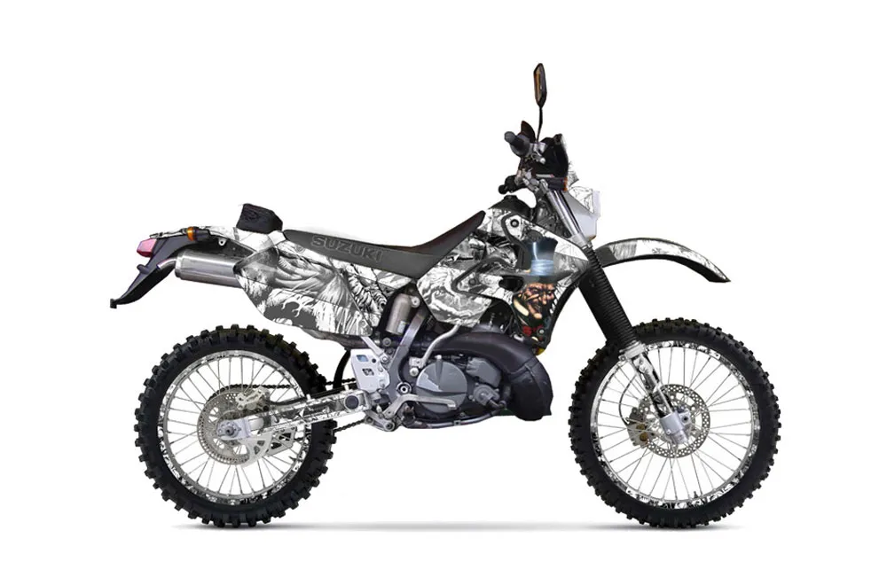 Suzuki RMX 250 S Dirt Bike Graphic Kit - 1996-1998 Mad Hatter White