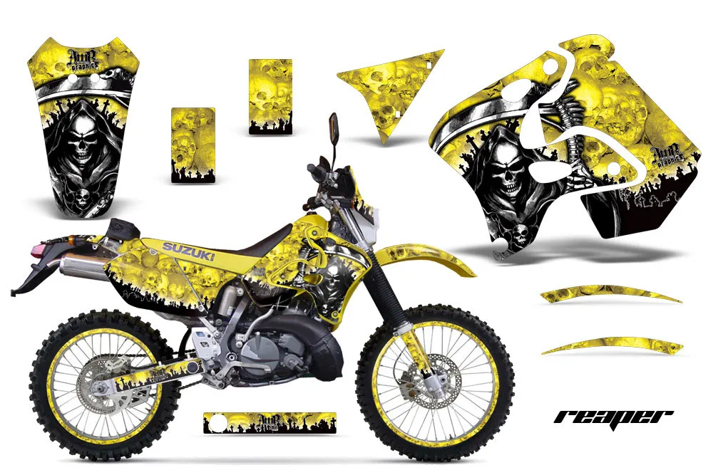 Suzuki RMX 250 S Dirt Bike Graphic Kit - 1996-1998 Reaper Yellow