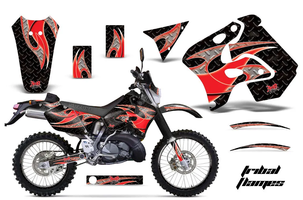 Suzuki RMX 250 S Dirt Bike Graphic Kit - 1996-1998 Tribal Flames Red
