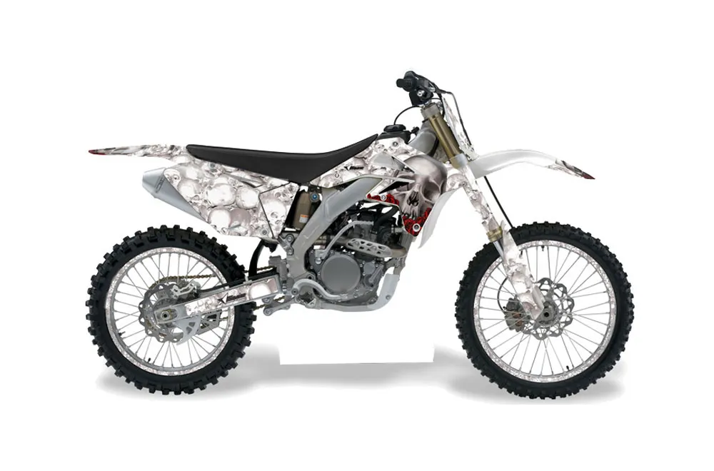 Suzuki RMZ 250 Dirt Bike Graphic Kit - 2007-2009 Bone Collector White