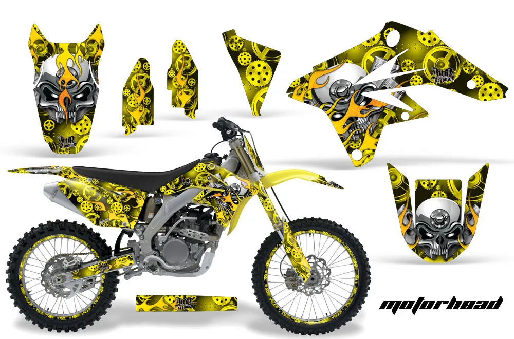 Suzuki RMZ 250 Dirt Bike Graphic Kit - 2007-2009 Motorhead Yellow