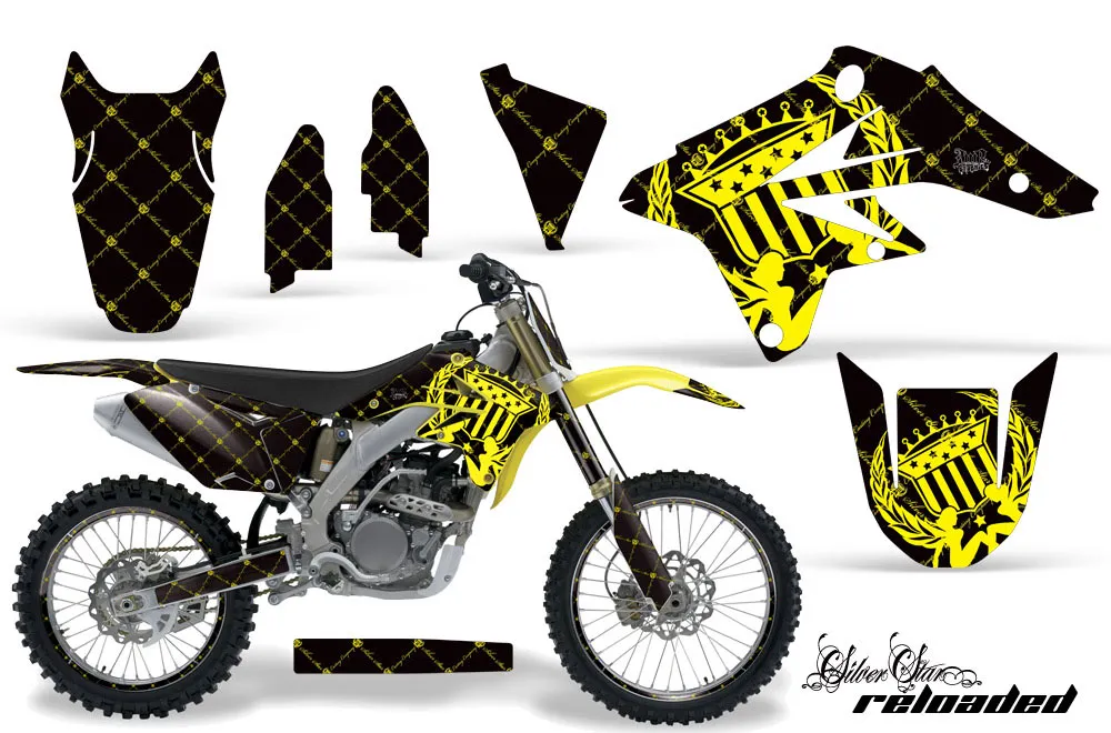 Suzuki RMZ 250 Dirt Bike Graphic Kit - 2007-2009 Silver Star - Reloaded Yellow