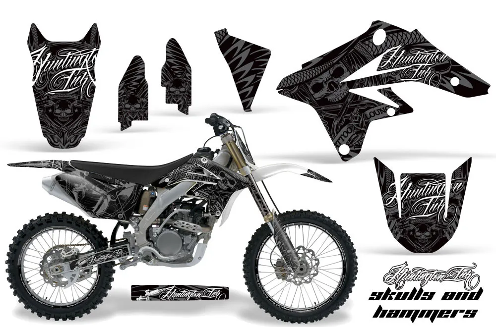 Suzuki RMZ 250 Dirt Bike Graphic Kit - 2007-2009 Skulls and Hammers Silver