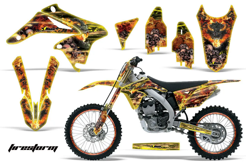 Suzuki RMZ 250 Dirt Bike Graphic Kit - 2010-2018 Firestorm Yellow