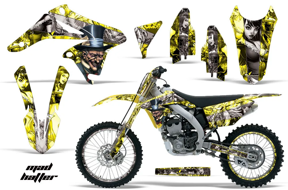 Suzuki RMZ 250 Dirt Bike Graphic Kit - 2010-2018 Mad Hatter Yellow