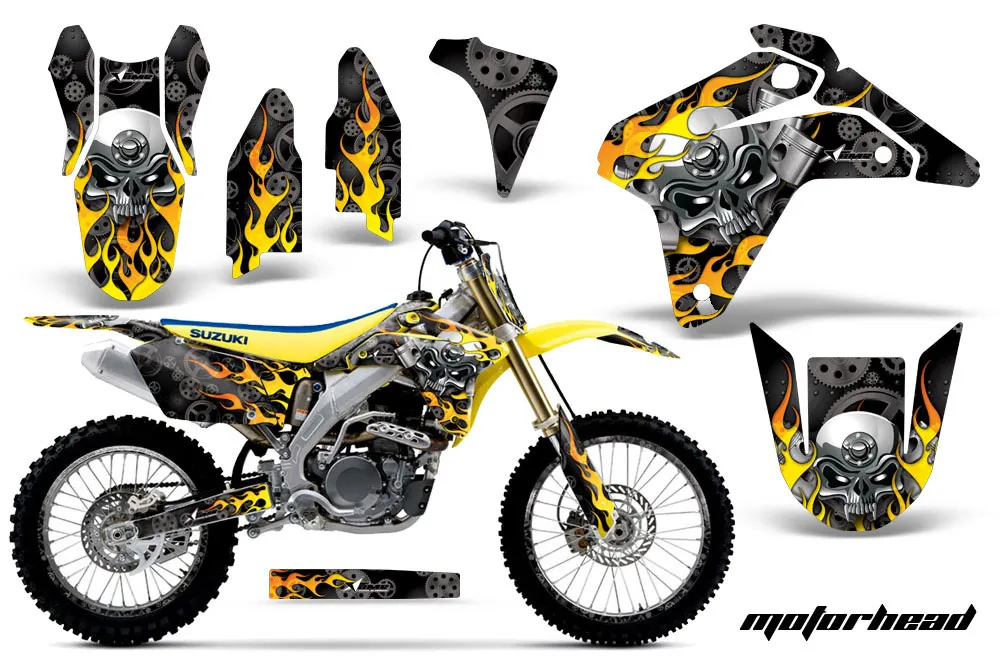 Suzuki RMZ 450 Dirt Bike Graphic Kit - 2005-2006 Motorhead Black