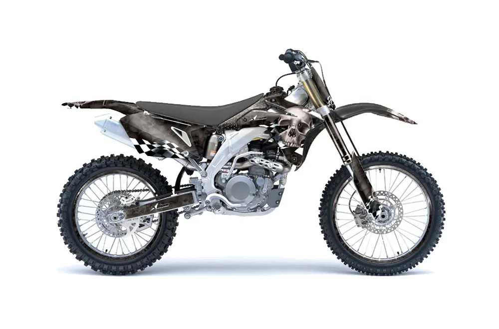 Suzuki RMZ 450 Dirt Bike Graphic Kit - 2007 Checkered Skull Silver