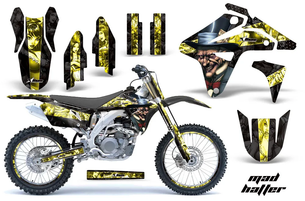 Suzuki RMZ 450 Dirt Bike Graphic Kit - 2007 Mad Hatter Black