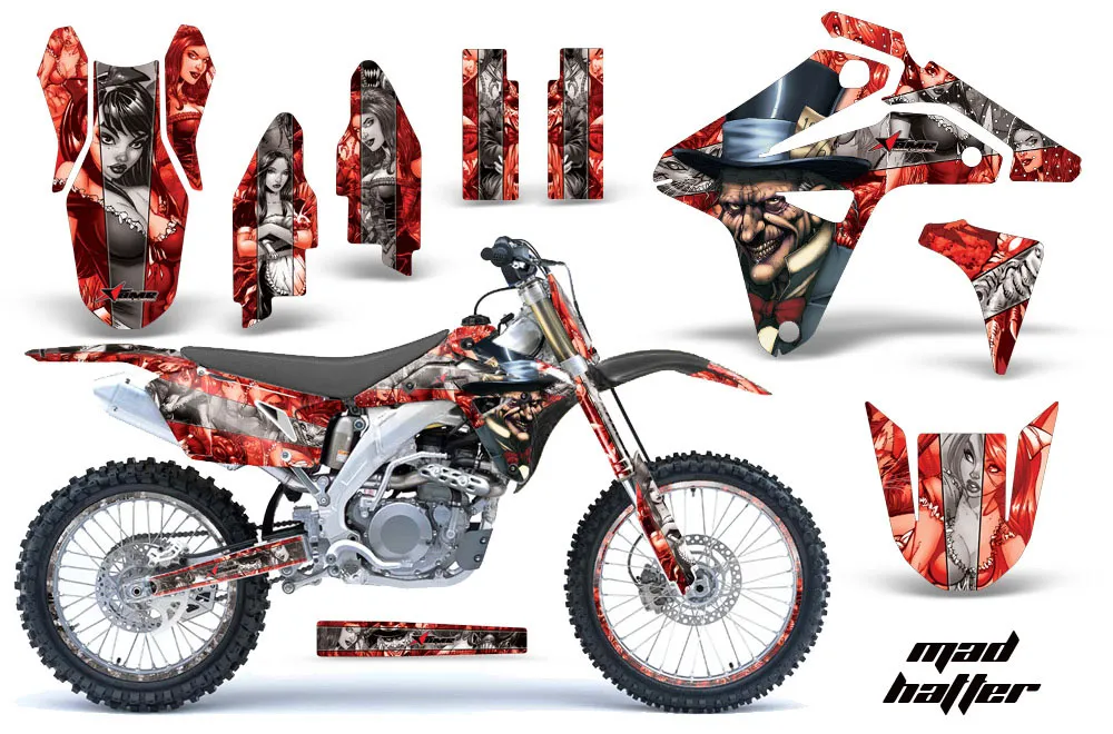 Suzuki RMZ 450 Dirt Bike Graphic Kit - 2007 Mad Hatter Red