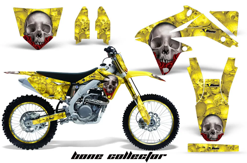 Suzuki RMZ 450 Dirt Bike Graphic Kit - 2008-2016 Bone Collector Yellow