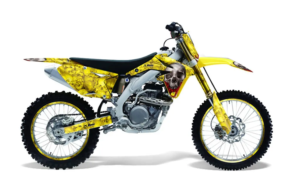 Suzuki RMZ 450 Dirt Bike Graphic Kit - 2008-2016 Bone Collector Yellow