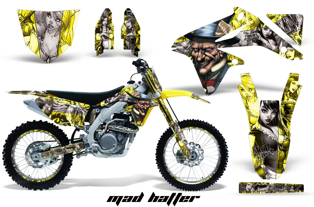 Suzuki RMZ 450 Dirt Bike Graphic Kit - 2008-2016 Mad Hatter Yellow