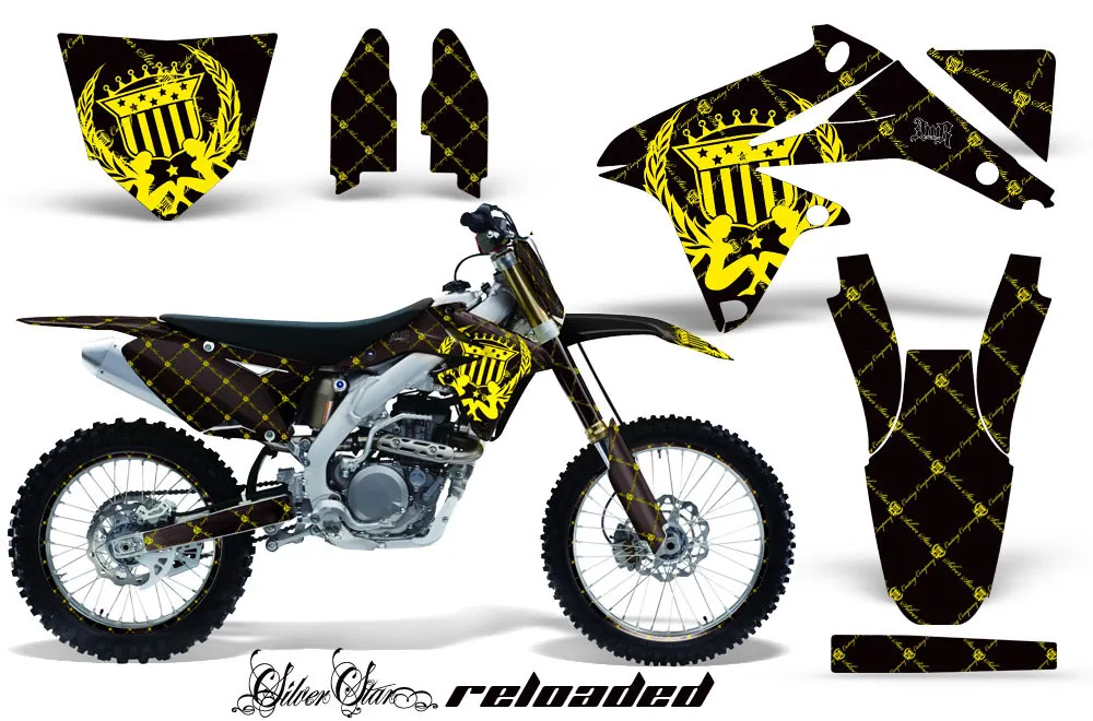 Suzuki RMZ 450 Dirt Bike Graphic Kit - 2008-2016 Silver Star - Reloaded Yellow