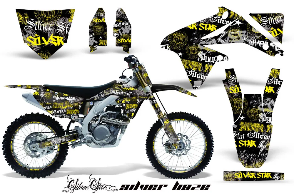 Suzuki RMZ 450 Dirt Bike Graphic Kit - 2008-2016 Silver Star - Silverhaze Yellow