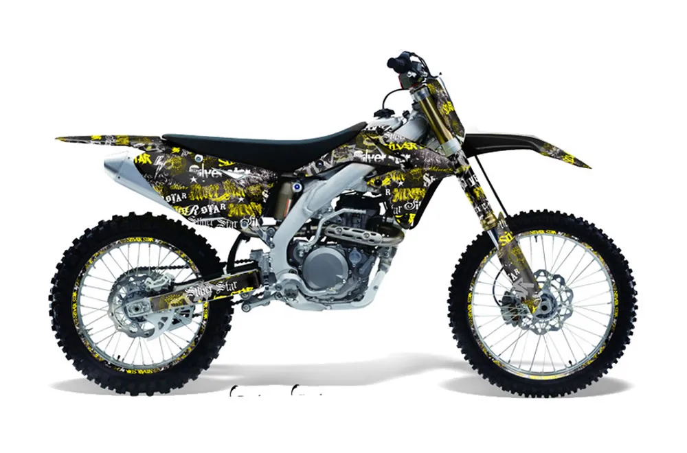 Suzuki RMZ 450 Dirt Bike Graphic Kit - 2008-2016 Silver Star - Silverhaze Yellow