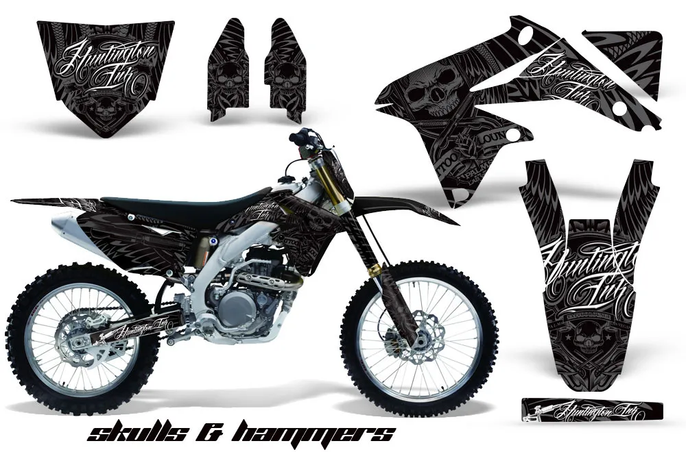 Suzuki RMZ 450 Dirt Bike Graphic Kit - 2008-2016 Skulls and Hammers Silver