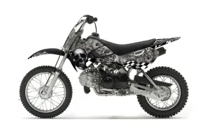 Suzuki DRZ 110 Dirt Bike Graphic Kit - All Years Checkered Skull Silver