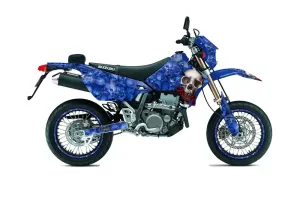 Suzuki DRZ 400 S Metal Tank Dirt Bike Graphic Kit - 2000-2023 Bone Collector Blue