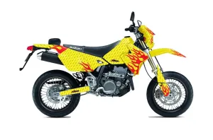 Suzuki DRZ 400 S Metal Tank Dirt Bike Graphic Kit - 2000-2023 Diamond Flames Yellow