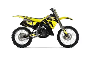 Suzuki RM 125 Dirt Bike Graphic Kit - 1993-1995 Tribal Flames Yellow