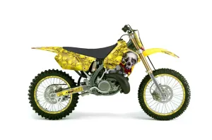 Suzuki RM 125 Dirt Bike Graphic Kit - 1996-1998 Bone Collector Yellow