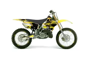 Suzuki RM 125 Dirt Bike Graphic Kit - 1996-1998 Carbon X Yellow