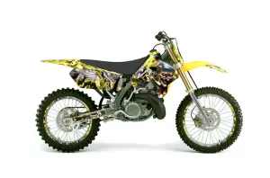 Suzuki RM 125 Dirt Bike Graphic Kit - 1996-1998 Mad Hatter Yellow