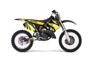 Suzuki RM 125 Dirt Bike Graphic Kit - 1999-2000 Tribal Flame Yellow