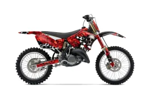 Suzuki RM 125 Dirt Bike Graphic Kit - 2001-2009 Checkered Skull Red