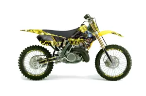 Suzuki RM 250 Dirt Bike Graphic Kit - 1996-1998 Mad Hatter Yellow