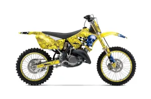 Suzuki RM 250 Dirt Bike Graphic Kit - 2001-2009 Checkered Skull Yellow
