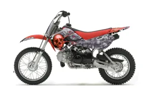 Suzuki RM 65 Dirt Bike Graphic Kit - All Years Checkered Skull Red
