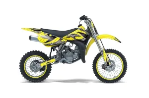 Suzuki RM 85 Dirt Bike Graphic Kit - 2001-2023 Tribal Flames Yellow