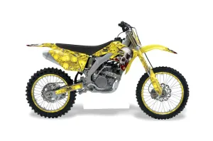 Suzuki RMZ 250 Dirt Bike Graphic Kit - 2007-2009 Bone Collector Yellow