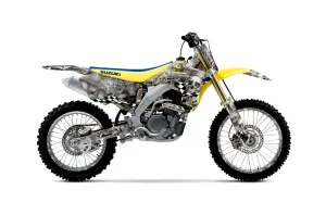 Suzuki RMZ 450 Dirt Bike Graphic Kit - 2005-2006 Checkered Skull Silver