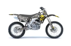 Suzuki RMZ 450 Dirt Bike Graphic Kit - 2007 Checkered Skull Yellow