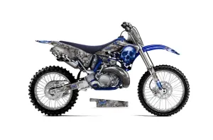Yamaha YZ250 2 Stroke Dirt Bike Graphic Kit - 1996-2001 Checkered Skull Blue