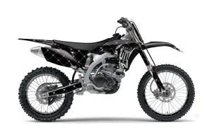 Yamaha YZ250 F 4 Stroke Dirt Bike Graphic Kit - 2010-2013 Silver Star - Reloaded Black