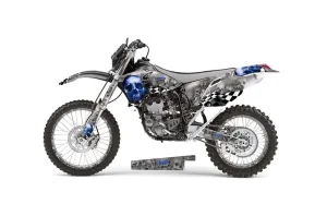 Yamaha YZ250 F Dirt Bike Graphic Kit - 2003-2005 Checkered Skull Blue