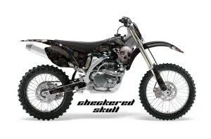 Yamaha YZ250F / YZ450F Dirt Bike Graphic Kit - 2006-2009 Checkered Skull Silver