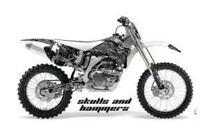 Yamaha YZ250F / YZ450F Dirt Bike Graphic Kit - 2006-2009 Skulls and Hammers White