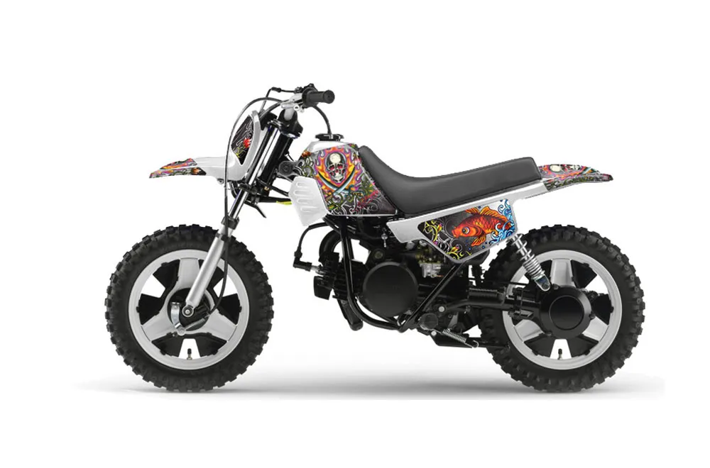 Yamaha PW50 Dirt Bike Graphic Kit - 1990-2022 Ed Hardy - Pirates White