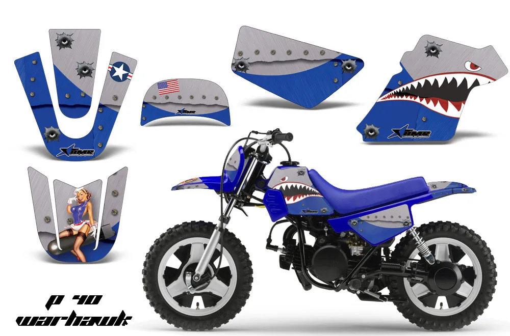 Yamaha PW50 Dirt Bike Graphic Kit - 1990-2022 P40 Warhawk Blue