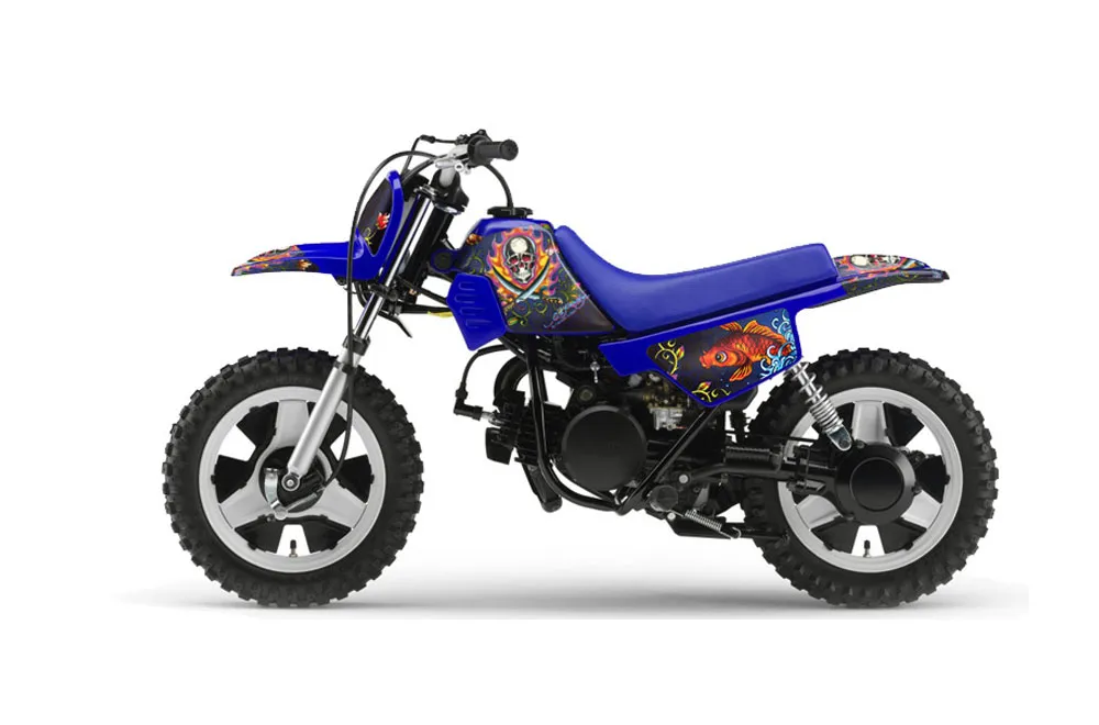 Yamaha PW80 Dirt Bike Graphic Kit - 1996-2006 Ed Hardy - Pirates Blue