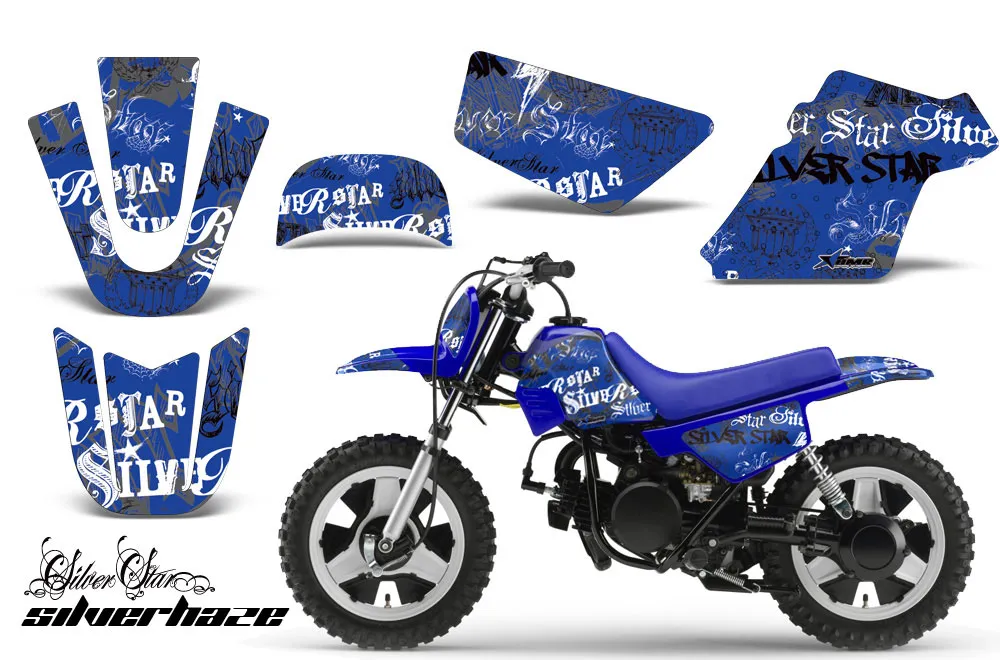 Yamaha PW80 Dirt Bike Graphic Kit - 1996-2006 Silver Star - Silverhaze Blue